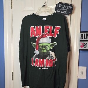 Star Wars Green Yoda Holiday Tee XXL "An Elf I Am Not" Short Sleeve
